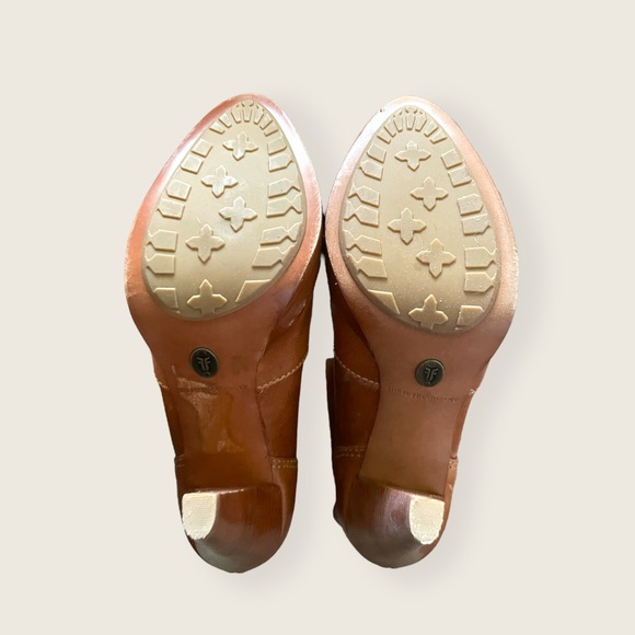 Frye Harlow Multi-Strap Cognac Cute Stiletto Boots - Picture 12 of 15